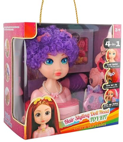Testa Di Bambola Di Trucco Per Bambini - Set Di Salone Di Bellezza Per Ragazze Per Giocare A Fingere - 31 Pezzi Praticare Feat Play Beauty Salon Set, Vesting Toys Per Bambini Piccoli