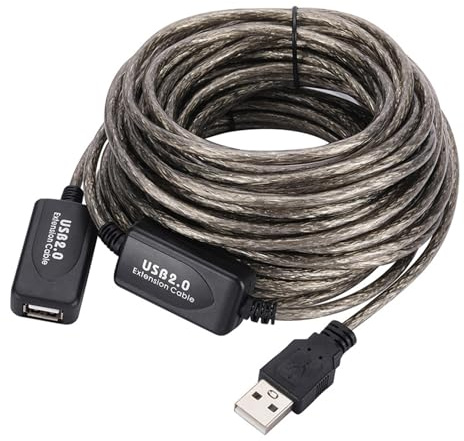 Cable alargador USB de 5 m de largo y 30 m, señal de blindaje, cable de datos USB 2.0, gran compatibilidad, longitud múltiple, opción de amplificación de señal estable