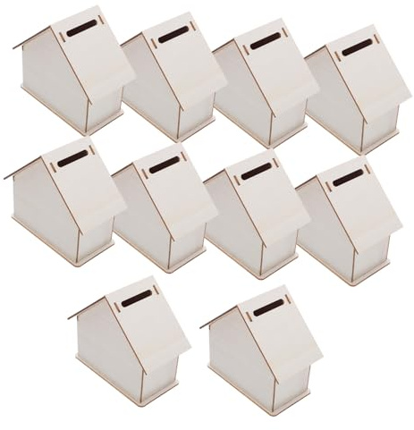 BESPORTBLE 10pièces Maisons Bois pour Artisanat Maisons Bois Tirelire Artisanale Tirelire Soi-même pour Garçon Fille Kit De Bricolage De Faite Main pour Garçon Fille