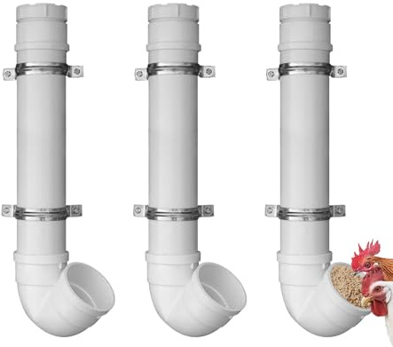 Hühner-Futterstation aus PVC, 2,7 kg Kapazität, automatischer Hühner-Futterspender ohne Abfall, einfach zu installieren und zu reinigen, für Hühner, Geflügel, 3 Stück
