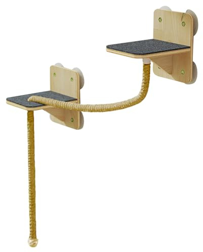 Katzenregale, Indoor Kletterwand Regale für Katzen mit integriertem Kletterturm, Natürlicher Kratzturm Mit Stufen Und Katzenspielzeug Für Innen Und Außenbereich Fenster Tür Zuhause Zum
