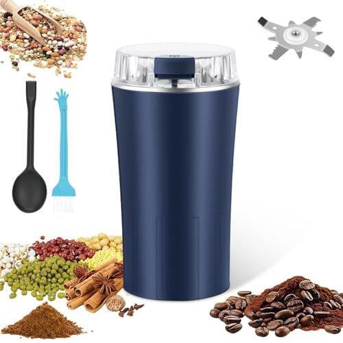 HOPASRISEE MehrzweckmüHle füR Alle BedüRfnisse Gridz, 300w Grinder Elektrisch mit Edelstahlklinge & Sicherheitsabdeckung Geliefert, Elektrische KaffeemüHle Klein füR GewüRze, Getreide, NüSse(Blau)