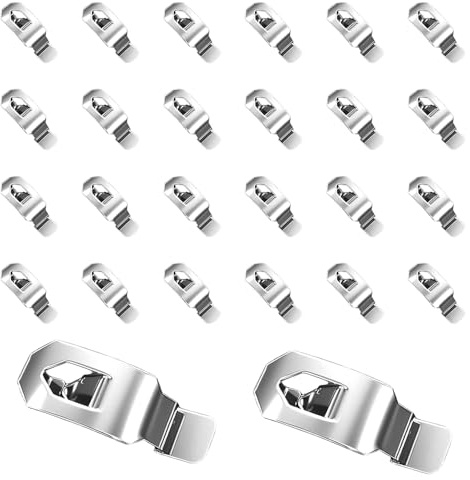 RHQFDM 24 Piezas Clips para Marcos Fotográficos de Metal,Sujetadores para Marcos Sin Taladrar,Clips para Marcos de Fotos,Para Fijar Fotos y Lienzos(35×13 mm Plateado)