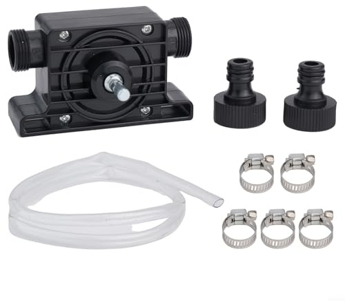 ZiStarlilife Pompe de forage portable à haut débit 900 l/h 3400 tr/min avec tuyau en plastique de 1,2 m et colliers de serrage pour transfert rapide d'eau, huile et fluide, utilisation à domicile ou