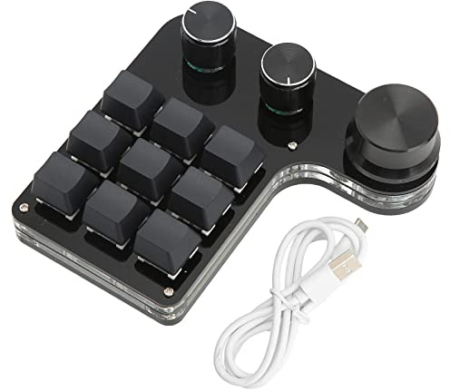 WIHFHGZ Gaming Keypad mit 3 Knöpfen, 9 Tasten, RGB Beleuchtung, Dustproof Blue Switch - Programmierbar, Verzögerungsfunktion, Für Gaming und Office