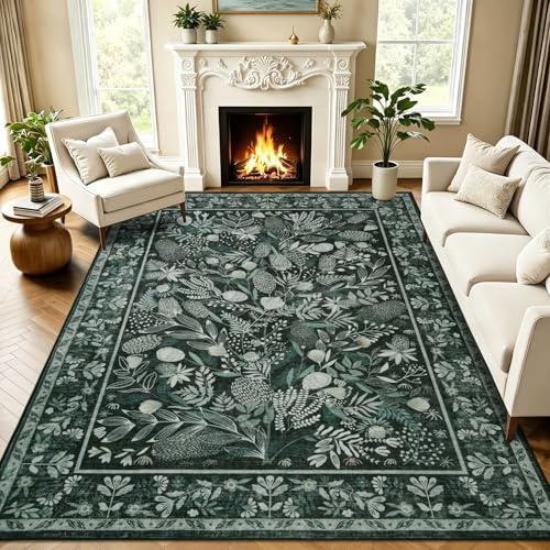 Famibay tvättbara mattor vardagsrum stora 160 x 230 cm svarta mattor för sovrum mjuk yta matta låg lugg matta för vardagsrum sovrum matsal
