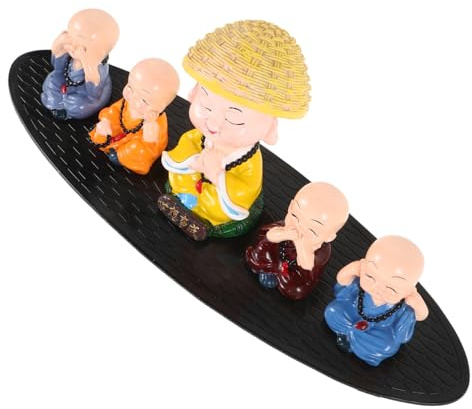 ZJHQQB 5 ücke Kleine Mönch Dekoration Wackelkopf Spielzeug Chinesische Buddha Mönch Statue Zen Ornamente Auto Dekorative Figuren