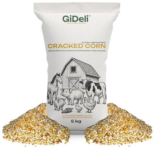GiDeli Mangime di mais 5 kg giallo – grani di mais rotti in qualità alimentare – mangime per polli, anatre, cavalli e piccioni