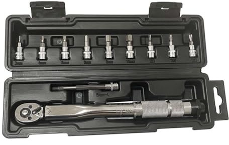 Opatiny 1/4-Inch Drive Adjustable Click Torque Wrench Set 5-25Nm (4-18 ft/lbs) with 9 Sockets and Extension Rod for Car, Bike, and Machine Repair