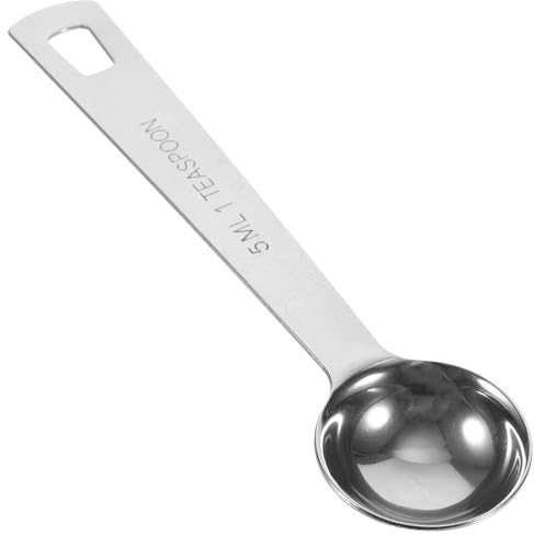 TOVINANNA Cuchara Medidora de 5 Ml Acero Inoxidable Mango Cuadrado, Cucharilla de Metal para Condimentos y Repostería, Herramienta de Cocina Práctica y Precisa, Utensilio Compacto para