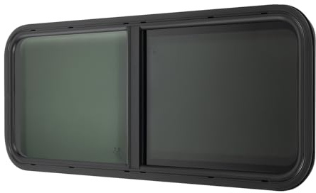 DCSYOG Fenêtre Coulissante De Rechange Pour Camping-Car - 1000 X 400 Mm - Avec Moustiquaire - Alliage D'Aluminium - Noir