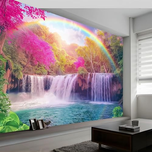 350 x 256 cm Papel pintado mural Color Arte Papel tapiz Fotomural Cascada Tropical De Ensueño, Moderna Decoración Tejido no Tejido Decoración De Pared Sala Cuarto