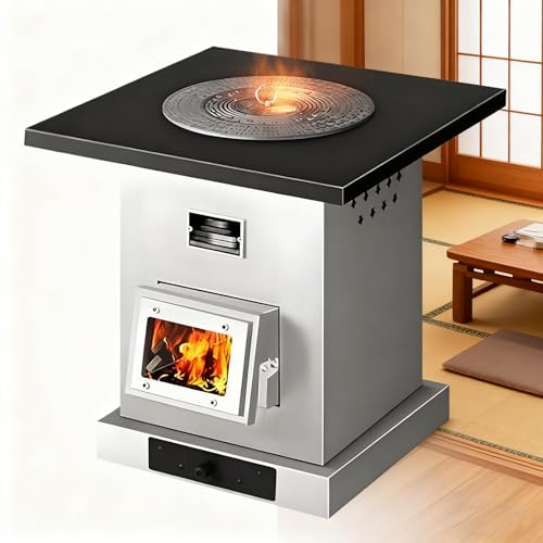 Poêle à bois portable pour cuisine extérieure et chauffage intérieur avec construction en fonte épaisse et tuyaux de cheminée inclus