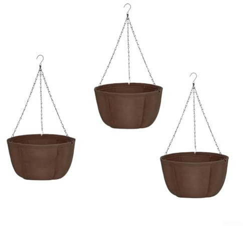 Zoegneer Fioriere da appendere per interni ed esterni, in tessuto non tessuto con catene antiruggine, vasi di drenaggio traspiranti per felci, pothos, edera, balcone, portico, patio, giardino