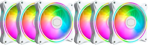 Cooler Master MasterFan 3n1 MF120 Halo White Edition ARGB-Dual Ring adressierbare RGB-Beleuchtung, Gehäuse & Kühlung, Hybrid-Lüfterblatt-Design, Smart-Sensor, Vibrationsdämpfungsrahmen, mit Controller