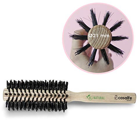 Spazzola in legno rotonda lisciante setola cinghiale M - anticrespo, 1 pezzo