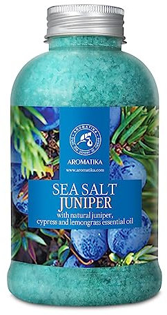 Sea Salt Juniper w/Natural Juniper 600g - Cypress - Lemongrass Essential Oils - Bath Sea Salts - Best for Bath - Good Sleep - Relaxing - Body Care - Beauty