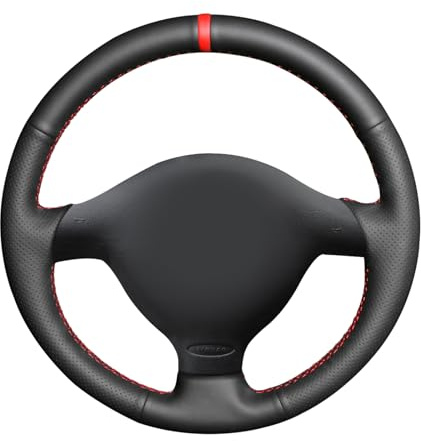 MEWANT Passgenauer Lenkradbezug zum Nähen für SEAT Leon | Golf 4 / Passat B5 / Polo MK6 / Seat Leon 1M / Fabia 1(6Y) Hand Nähen Auto Mikrofaser Leder Atmungsaktiv Langlebig