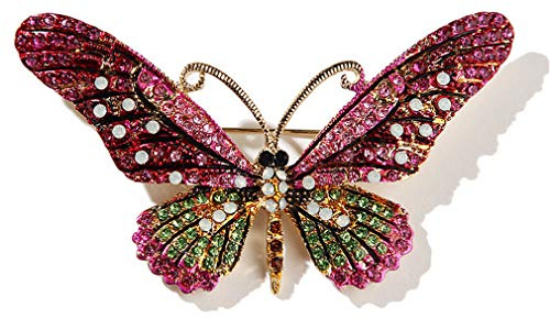 YAZILIND Mode Insekt Farbe Strass Schmetterling Kragen Brosche Frauen Corsage Breastpin Party Schmuck Geschenk Rose Rot