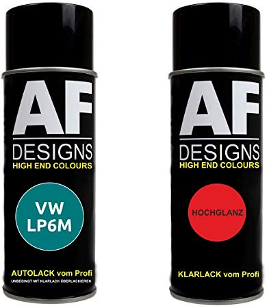 Alex Flittner Designs, set di vernice spray per auto, adatto per VWVolkswagen, verde Caraibi LP6M, vernice di base trasparente, 400 ml
