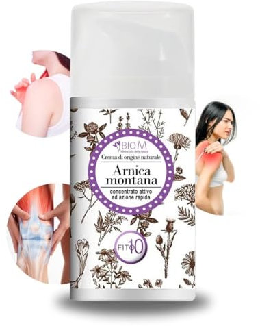 BioM Laboratorio della Natura - 100 ML-100% NATURALE - 100% ITALIANO - Crema ARNICA MONTANA BIO 99% Uso Umano - Forte per Dolori Muscolari, Articolari e Cervicale - Arnica con Artiglio del Diavolo