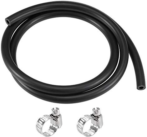 sourcing map Lubricating Oil Hose 5mm ID 10mm OD 3.3ft Rubber Water Hose Black, 2 Clamps