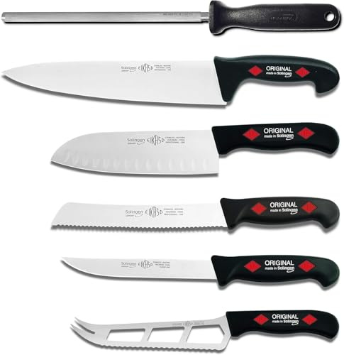 EIKASO Solingen Germany Küchenmesser Set 6-Teilig Kochmesser Set Santokumesser Brotmesser aus Molybdänstahl 1.4116 für Profis und Privat