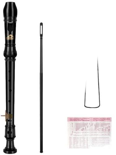 EASTROCK Blockflöte Diskant Sopranblockflöte C Key Blockflöte deutsches 3-teiliges Blockflöteninstrument für Anfänger Schwarz