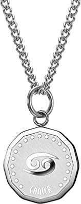 HIJONES Herren Edelstahl Runde Münze Konstellation Halskette Sternzeichen Anhänger mit Kette