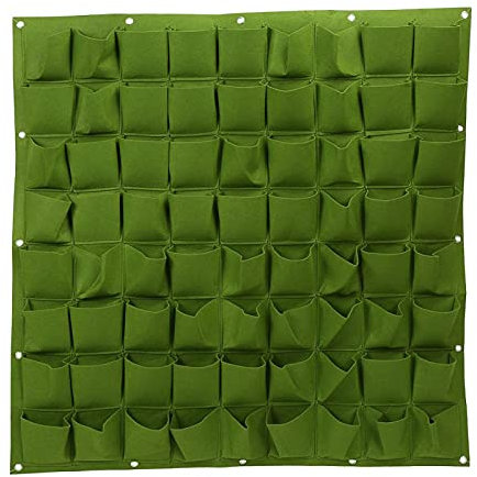 Tasche Pflanztasche Wand Vertikale Blumenbehang Filz Pflanztaschen für Garten Indoor Outdoor 2 Farben Schwarz Grün 72 Taschen(Grün)