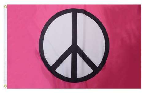 AZ FLAG Bandiera Simbolo Pace Rosso 90x60 cm Poliestere 100D 2 Occhielli | Uso interno ed esterno bandiera decorativa della pace doppie cuciture e bordi rinforzati con occhielli metallici