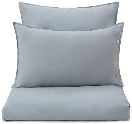 URBANARA Bettwäsche Bellvis - 100% reines belgisches Leinen, Grüngrau – 2X Kissenbezug 80x40 cm, 2-teiliges Set Leinenbettwäsche, Sommerbettwäsche, Leinen-Bettwäsche, Kissenbezüge Set