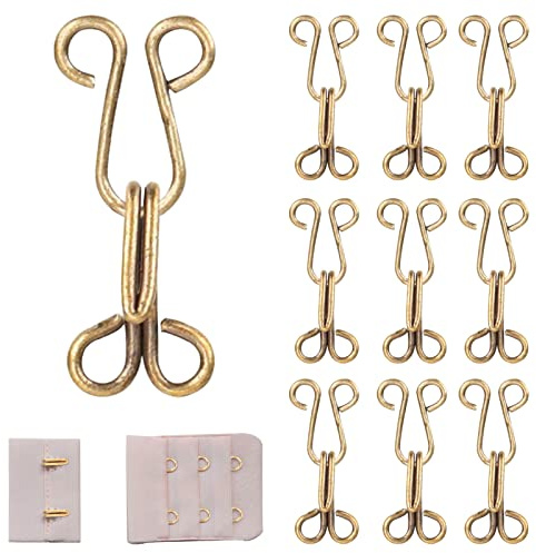 10Set Sewing Hooks and Eyes for Sewing,Sewing Hooks and Eyes Closure,Sewing Hooks Coat Hook Fastener Gold Bra Hooks Metal Eyes Closure Clothing Fasteners for Jewelry Sewing Bra and Clothing