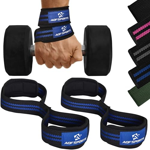 AQF Vikt Lyftremmar Figur 8 Med Vadderad Manschett Handled Stöd Träning Gym Remmar Hand Bar Handskar För Grepp Stödjer Träning