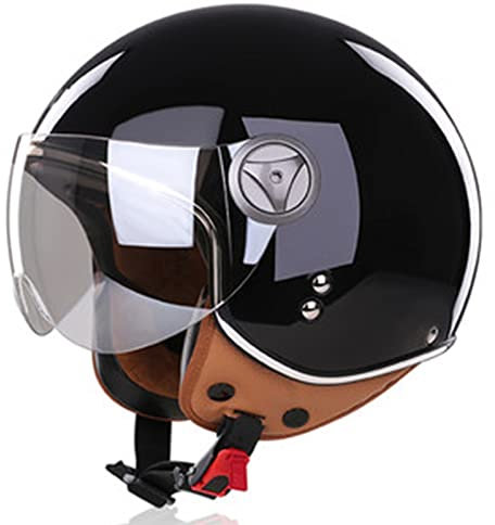 Mezzo Casco Moto retrò, Caschi Demi-Jet da Moto retrò ECE DOT Omologato, Casco 3/4 Mezzo Guscio Moto Vintage, Mezzo Casco Scodella con Parasole, metà Aperto Faccia Casco del Motociclo per Adult