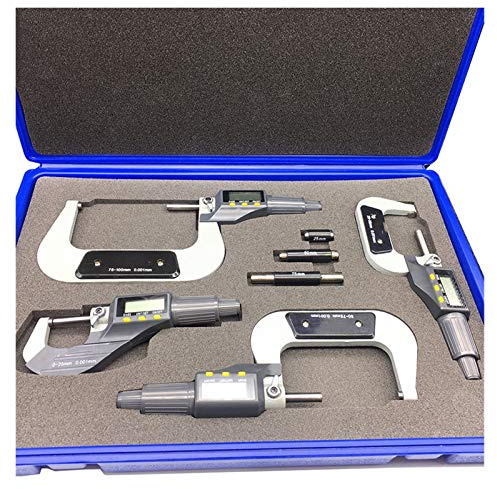 BüGelmessschraube 0-25mm 25-50mm 50-75mm 75-100mm Elektronisches Außendurchmesser 0,001 mm Digital-Mikrometer-Messgerät Micrometer Messwerkzeug 346 (Color : 4pcs Set)