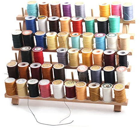 Joyeee 60 Spulen Holz Fadenhalter, Faltbarer Nährstoffraum Organisation und Lagerregal für Baumwollfadenspulen, Nähen, Quilten, Sticken, Haarflechten und Schmuck, Geschenk für Mama