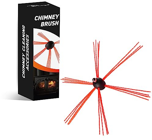Bluesea 1 Piece Chimney Sweep Brush, Chimney Cleaning Kit Accessories with Hex Key and Adapter for Electric Drill, Durable Nylon Brush for Fireplace Flue Use.