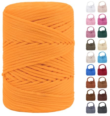 LEREATI Cordino per Borse Uncinetto, Corda Macrame 3mm x 170m Corda in Poliestere Filo Macrame, Cordoncino per Borse a Uncinetto, Fai Da Te, Regalo per Maglieria (Giallo Oro)