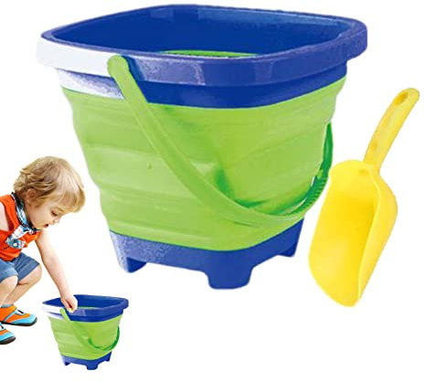 Foldable Pail Bucket, Beach Basket For Kids With Sand Shovel, Multi Purpose Buckets Basket For Kid, Sandbox Kit For Beach Camping Gear Water FoodJug, Dog Bowls, Camping