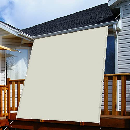 Vela Ombreggiante Impermeabile 4.5 x 4.5 m Rettangolare Crema Tenda a Vela Rettangolare 98% Protezione UV per Giardino Balcone Terrazza, Avorio