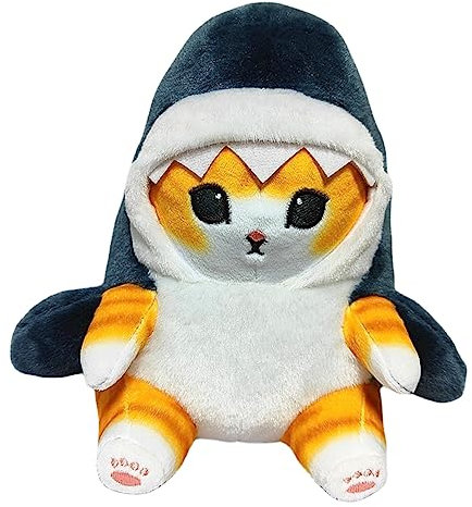 Miotlsy Katze Plüschtier Kawaii Katze Kuscheltier Shark Cat Gefüllte Puppe Plüschpuppe 22 cm Weiche Plüsch Katze Stofftierpuppe Geschenk für Kinder