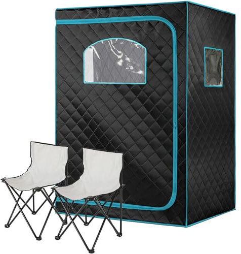 AURGOD Portable Far Infrared Sauna for Home, 1 or 2 Person Full Size Infrared Sauna Tent Kit, Privacy Indoor Saunas for Home Spa (2 Person Infrared Sauna-Black Green)