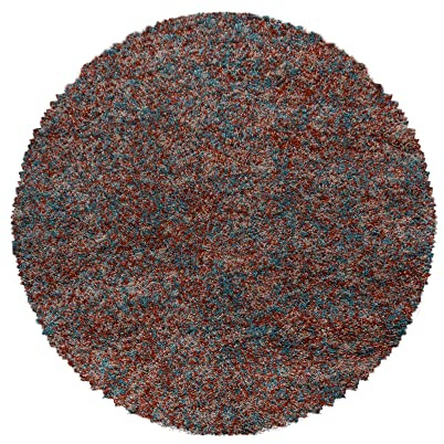 Carpetsale24 Runder Hochflor Teppich Ø 160 cm Terrakotta – Meliertes Design, Weich & Pflegeleicht, Shaggy Teppich mit Jute-Rücken – Perfekt für Wohnzimmer