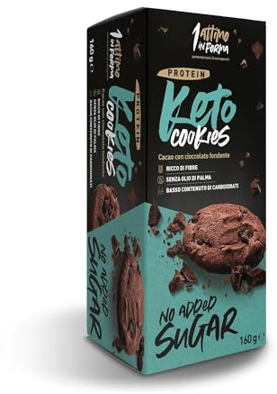 1 Attimo in Forma | Biscotti Proteici Keto per Dieta Chetogenica Senza Zuccheri Aggiunti 160 gr - Basso Contenuto di Carboidrati, Ricco di Fibre, Snack Spuntino Colazione (1 Confezione, Cacao)