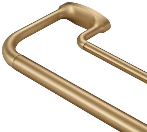 Mayrhyme Double Curtain Rods, Wrap Around Curtain Rod for Windows, Internal Splicing 1'' Front and 5/8'' Back Adjustable Curtain Rod with Aluminum Finials and Brackets (Warm Gold, 28-86)