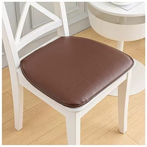 Generisch Leder-Stuhlkissen-Set mit 1/2/4 Hufeisen-Sitzkissen, rutschfeste Stuhlauflage für Esszimmerstühle, Küchenstühle, Bürostühle (Farbe: Braun, Größe: 43 x 40 cm (1er-Set))