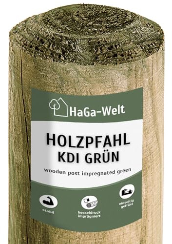 HaGa Holzpfahl - 5cmØ | 125cm Höhe | 10 STK. - Rundholz Pfahl aus Kiefer für Zaun - Weidezaunpfähle - Zaunelemente für Holzzaun, Hundezaun, Weidezaun, Gartenzaun