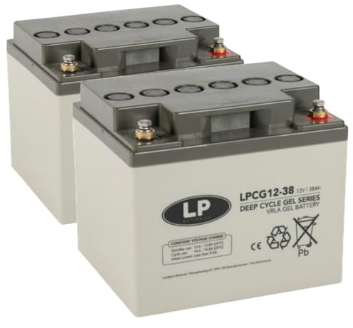 Bleigel Akku 2X 12V 38Ah kompatibel zu Rollstuhl E-Mobil Seniorenmobil u.a. passend zu AGM Batterien mit 40Ah 45Ah 50Ah