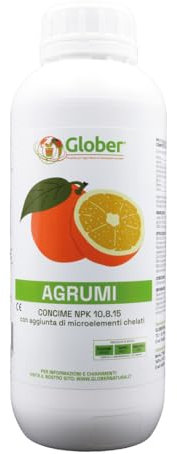 GLOBER Concime Agrumi 1 litro - Fertilizzante per agrumi - Azoto Fosforo Potassio e microelementi chelati